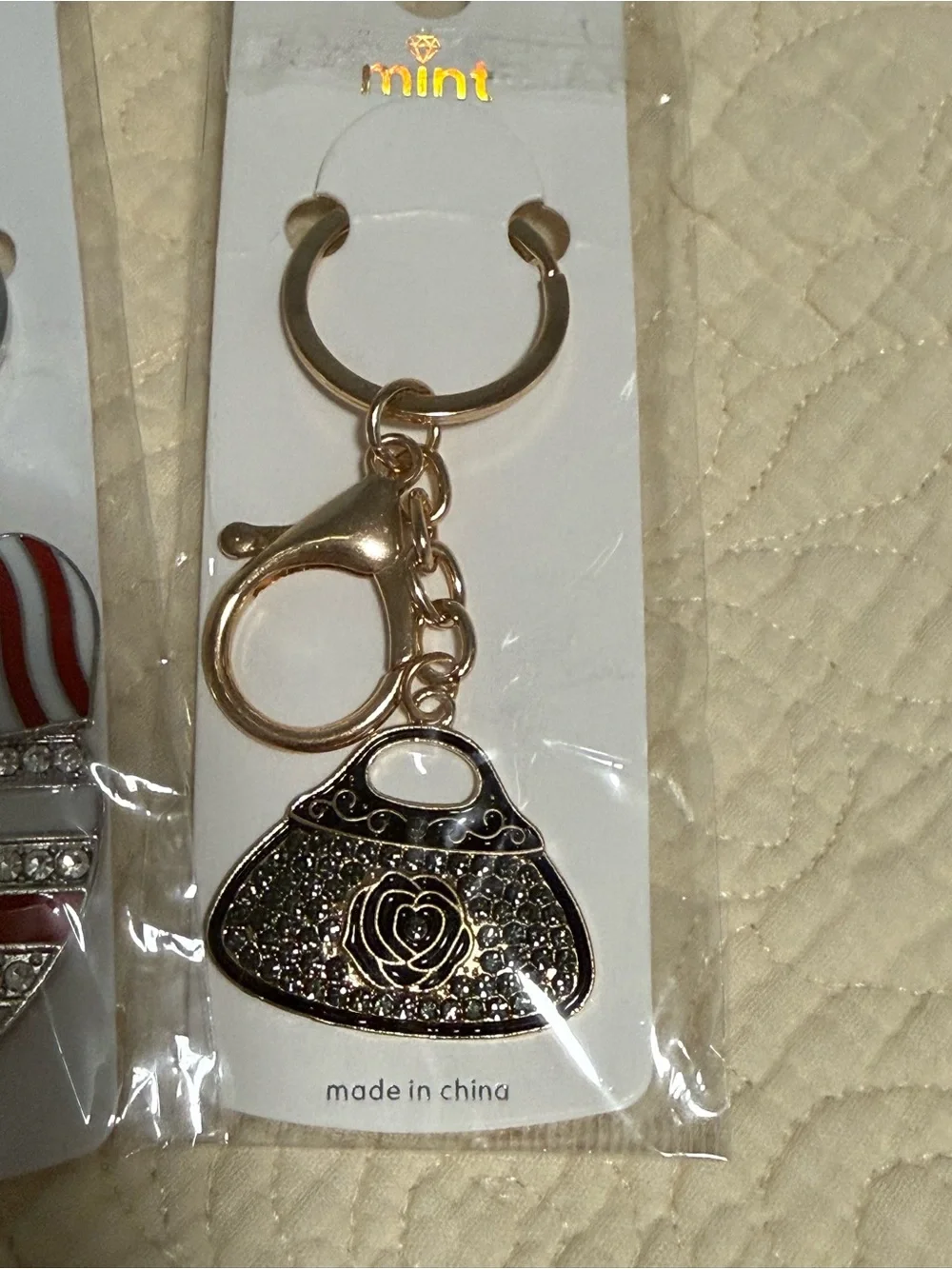 Mint Heart & Purse Keychain Duo - Red, White, Blue & Gold